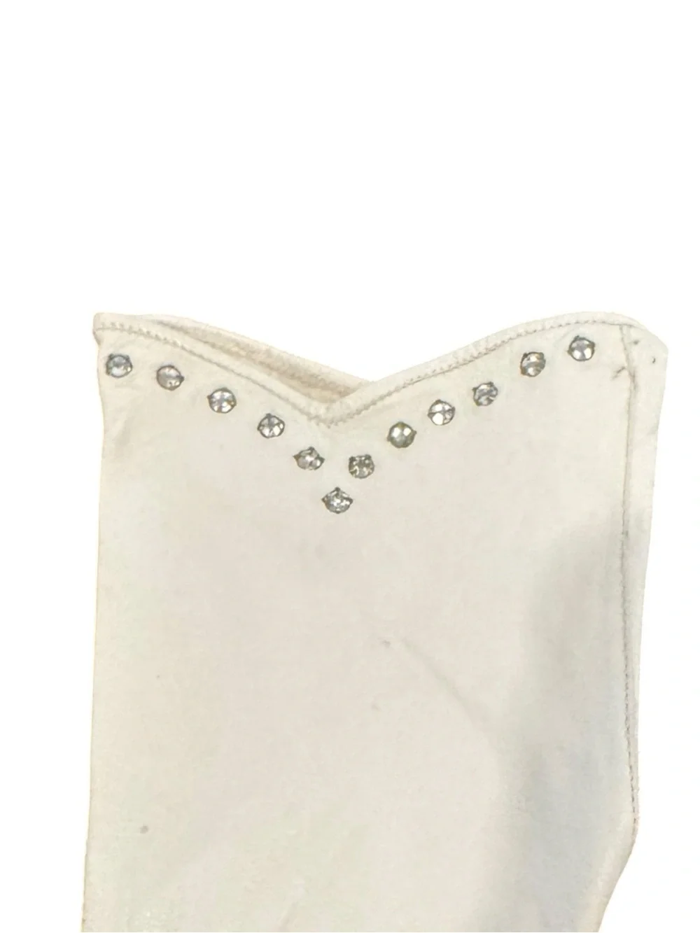 Vintage Cream Leather Gloves with Stud Detail Sz S